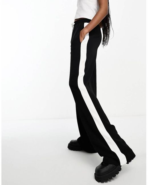 ASOS Black Asos Design Tall Pull On Trousers With Contrast Panel