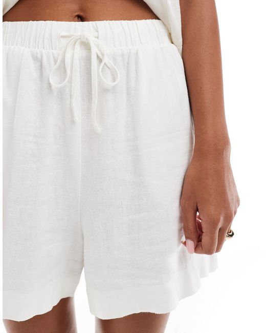 New Look White – leinen-shorts
