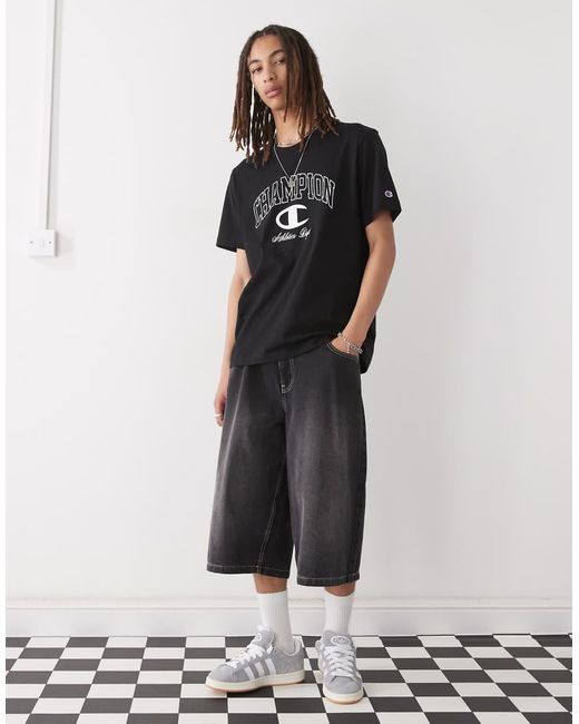 Champion Black Crewneck Varsity Logo T-shirt for men