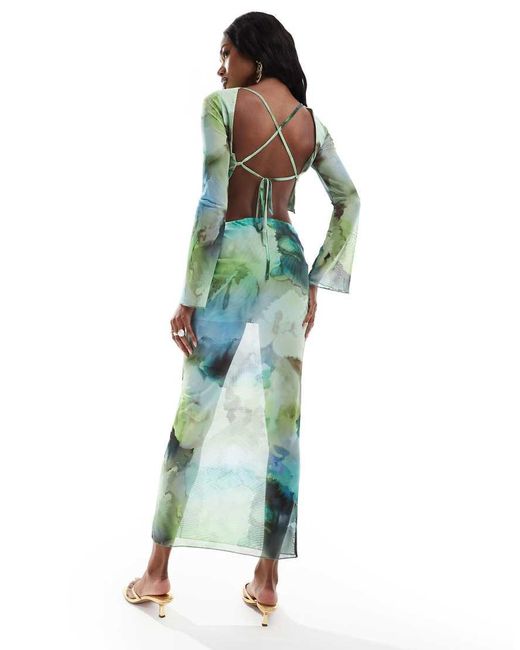ASOS Green Co-ord Mesh Maxi Skirt