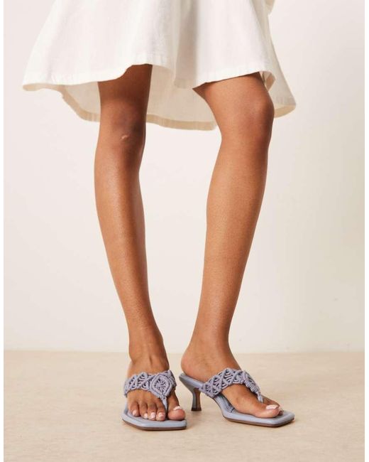 ASOS Natural Hawaii Weave Toe Thong Kitten Heeled Sandals