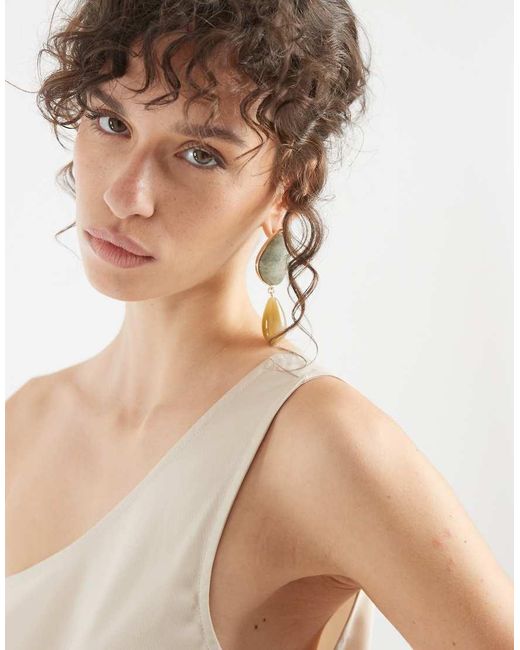 Object Natural One Shoulder Satin Maxi Dress