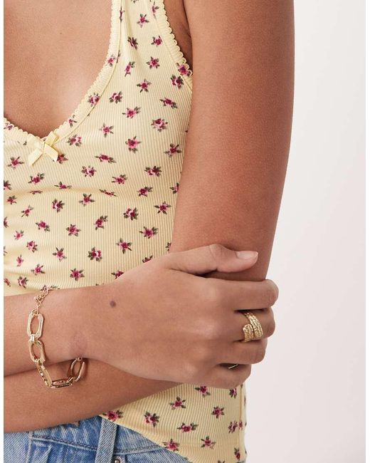 Miss Selfridge Blue Halterneck Top With Picot Trim Detail