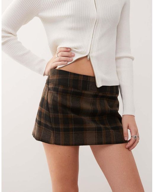 Monki Natural Low Waisted Tailored Mini Skirt