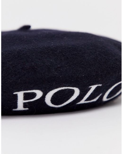 Polo Ralph Lauren Wool Logo Beret in Black | Lyst Australia
