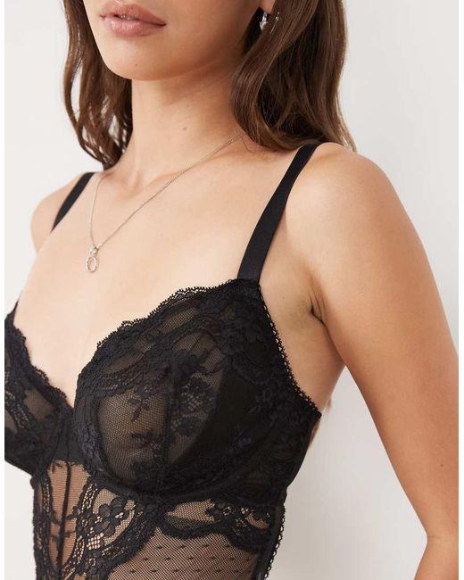 ASOS Black Fuller Bust Lola Lace Underwired Bodysuit