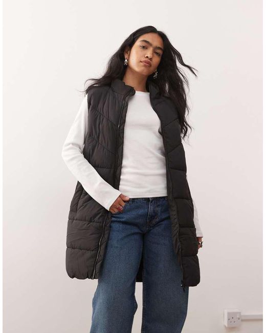 Noisy May Blue Longline Padded Gilet