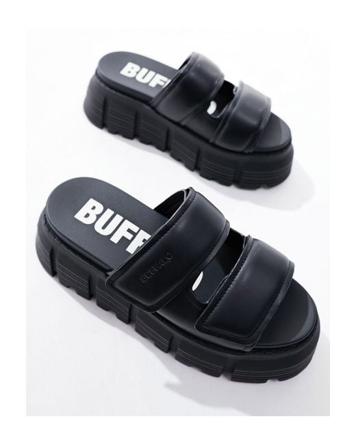 Buffalo Black Ava Velari Flat Sandals