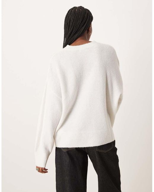 Jdy White Drop Shoulder Knitted Jumper