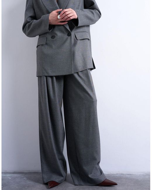 TOPSHOP Blue Co Ord Wide Pleat Trousers
