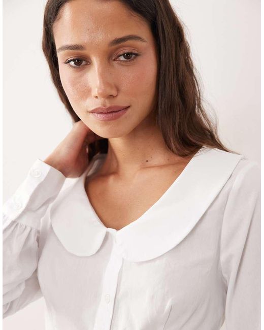 Miss Selfridge White Fitted Peterpan Collar Shirt