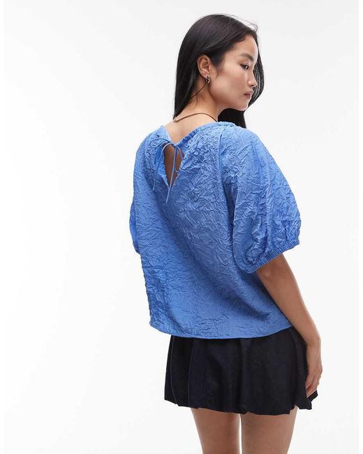 & Other Stories Blouse Met Pofmouwtjes En Gestrikte Achterkant in het Blue
