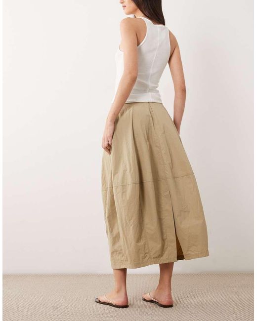 ASOS Natural Structured Cargo Barrel Midi Skirt