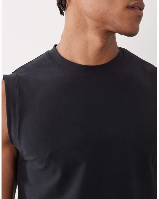 4505 Blue Shrunken Muscle Fit Cotton Tank With Quick Dry Finish for men