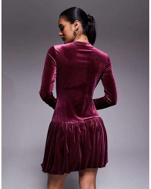 ASOS Purple – langärmliges minikleid aus samt