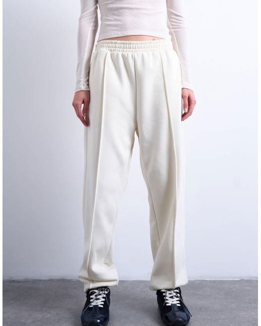 TOPSHOP White Pintuck Cuffed Jogger