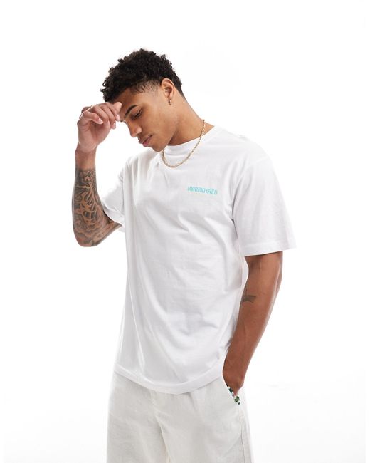 Only & Sons White Oversized T-shirt With Unidentified Back Print for men