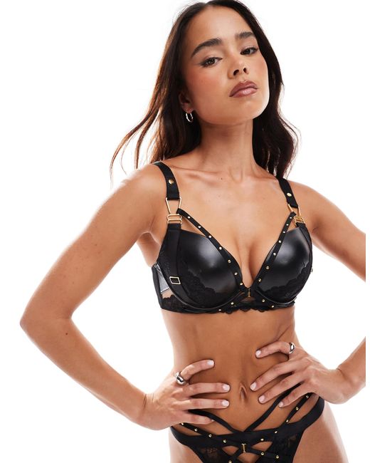 Ann Summers Black – eliminating – wattierter kunstleder-bh