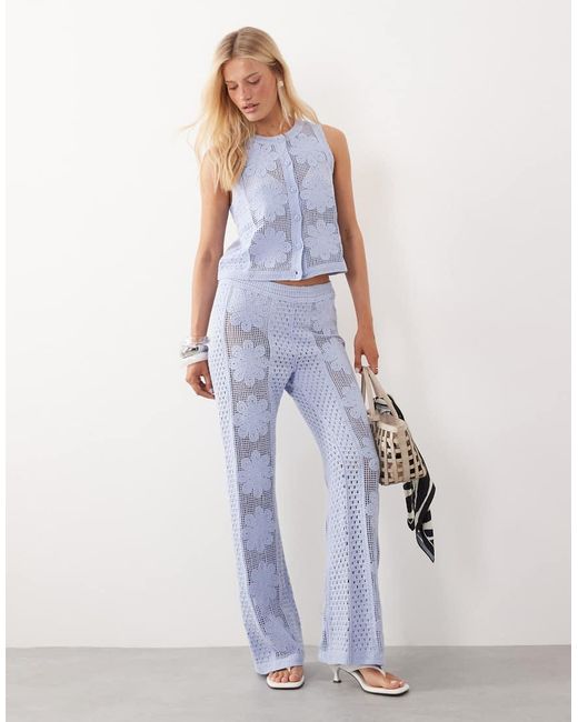Mango Blue Daisy Knitted Sleeveless Top Co-Ord