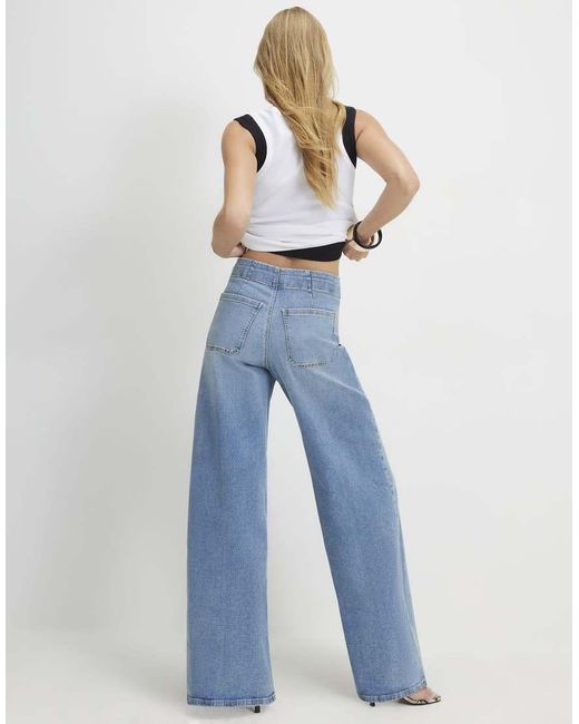 River Island Blue Pull On Palazzo Jeans