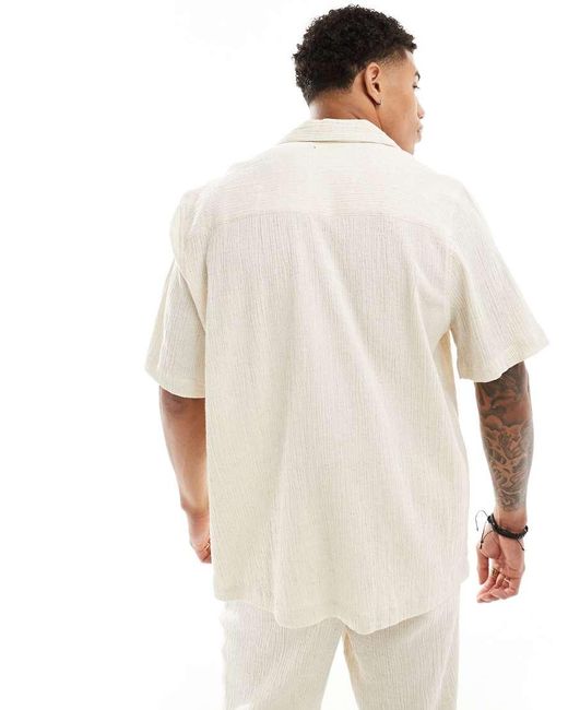 ASOS Ruimvallend Overhemd Met Reverskraag En Textuur in het White voor heren