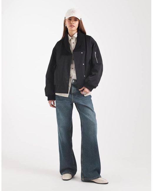 ASOS Blue Knitted Collar Bomber Jacket