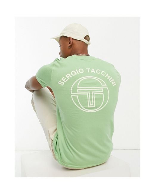 Sergio Tacchini Green Graciello T-shirt With Back Print for men