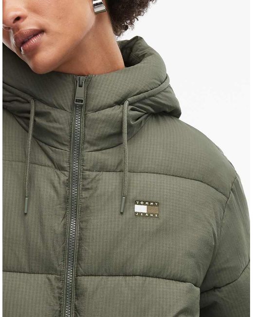 Tommy Hilfiger Green Midi Puffer Jacket