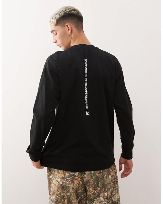 Aape By A Bathing Ape Black Aape By A Bathing Ape Boxy Long Sleeve T-shirt for men