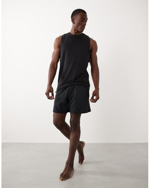 4505 Black Performance Dropped Armholes Quick Dry Jersey Training Tank Top for men