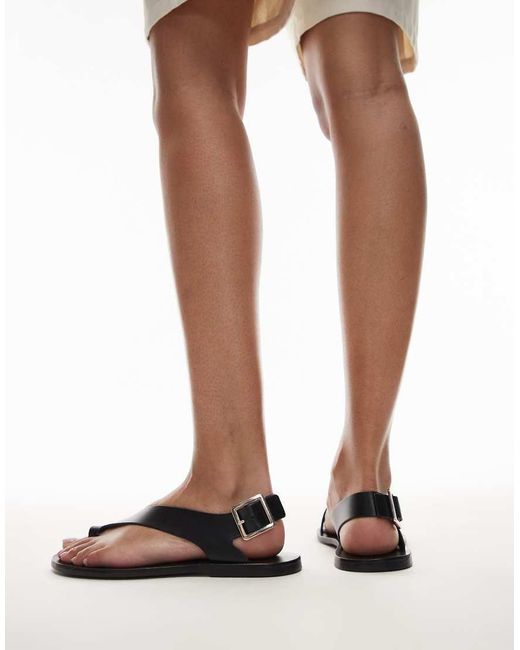 Mango White Leather Strap Buckle Detail Sandal