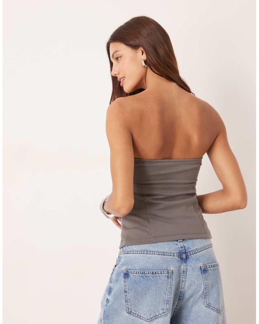 ASOS Blue Jersey Twill Tie Waist Bandeau Top