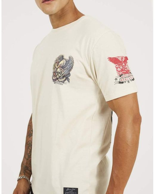 Brave Soul White Cotton Crew Neck Graphic T-Shirt for men