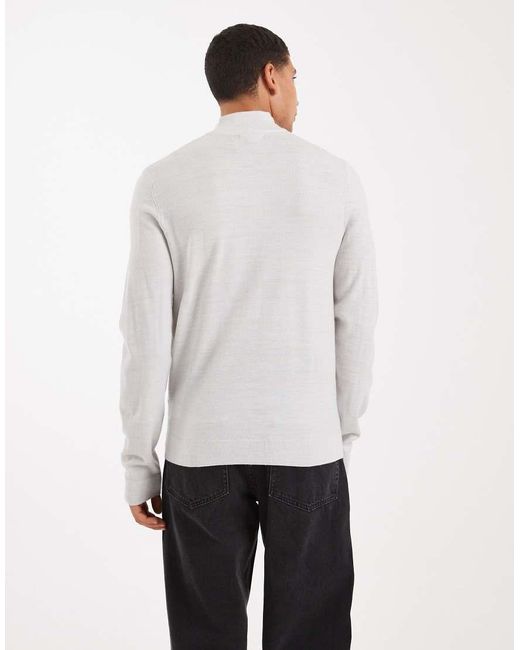 New Look White 1/4 Zip Jumper for men