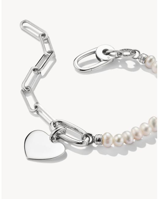 Thomas Sabo Natural Charm Bracelet Paperclip An Pearls With Connect Link