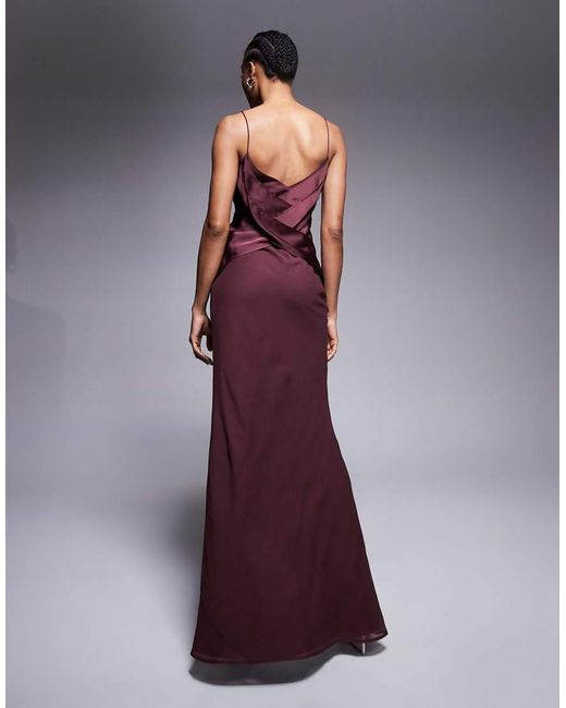 ASOS Purple Asos Design Tall Cami Satin Bust Overlay Chiffon Maxi Dress