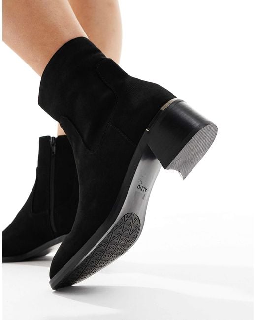 ALDO Black Meraendar Block Heel Ankle Boots With Metal Detail