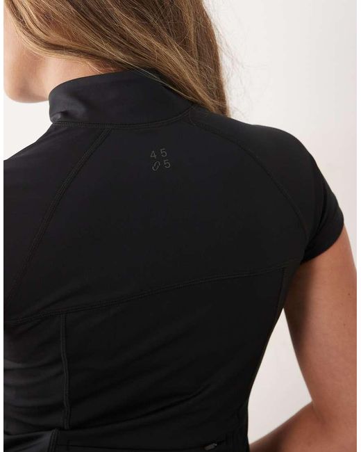 4505 Black Active Zip Up Short Sleeve Running Jacket With Zip Pockets