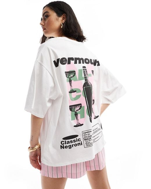 ASOS White Oversized T-shirt With Vermouth Drink Back Graphic