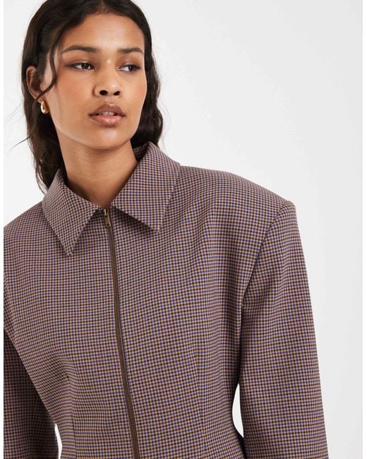 ASOS Brown Zip Up Cinch Tailored Jacket