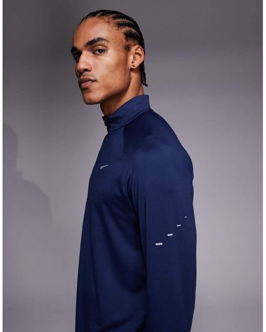 Nike Blue Stride Dri-fit Half Zip Long Sleeve Top for men