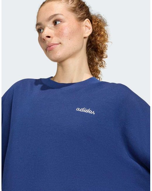 Adidas Originals Blue Sweatshirt With Embroidered Graphic