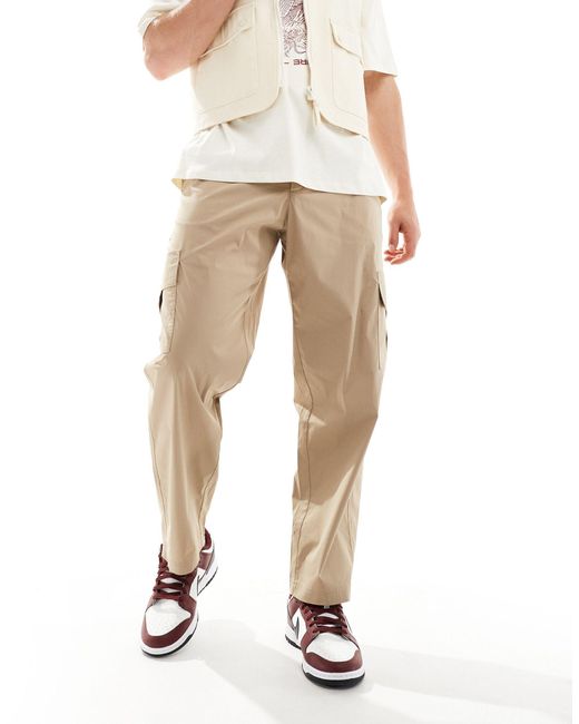 SELECTED White Wide Barrel Fit Cargo Trouser for men