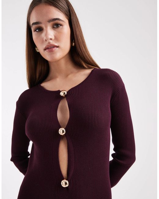 4th & Reckless Red – geripptes, langes bodycon-kleid