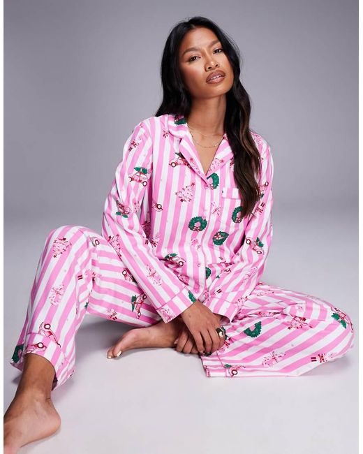 Boux Avenue Pink Fleece Long Sleeve Top & Pants Pj Set