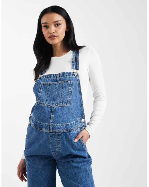 ASOS Blue Asos Design Maternity Denim Dungaree
