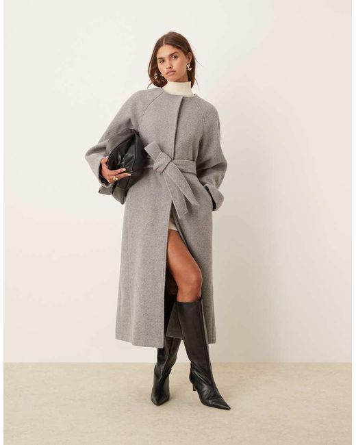 ASOS Natural Collarless Oversized Chuck On Coat