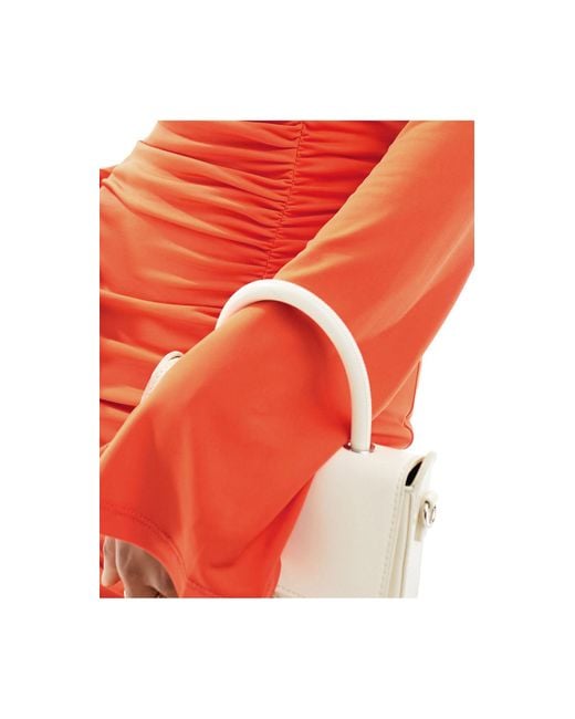 DASKA Red Ruched Detail Maxi Dress
