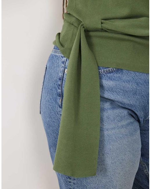 ASOS Green Asos Design Curve Draped Asym Vest