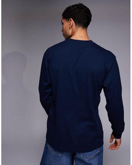 Xlarge Blue Long Sleeve Logo T-shirt for men